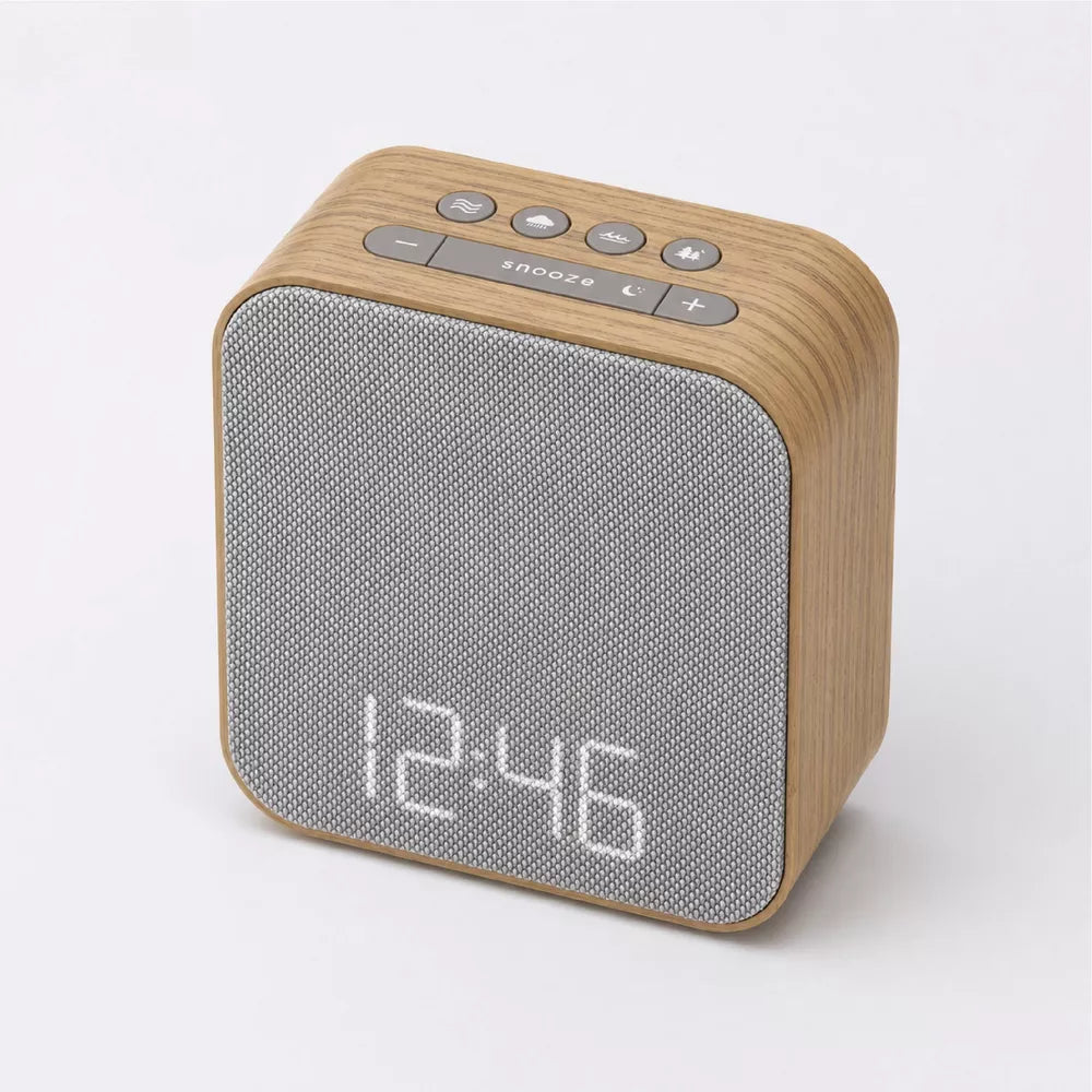 Wood Grain Frame Fabric Digital Alarm Clock With Sleep Sound Machine view 2