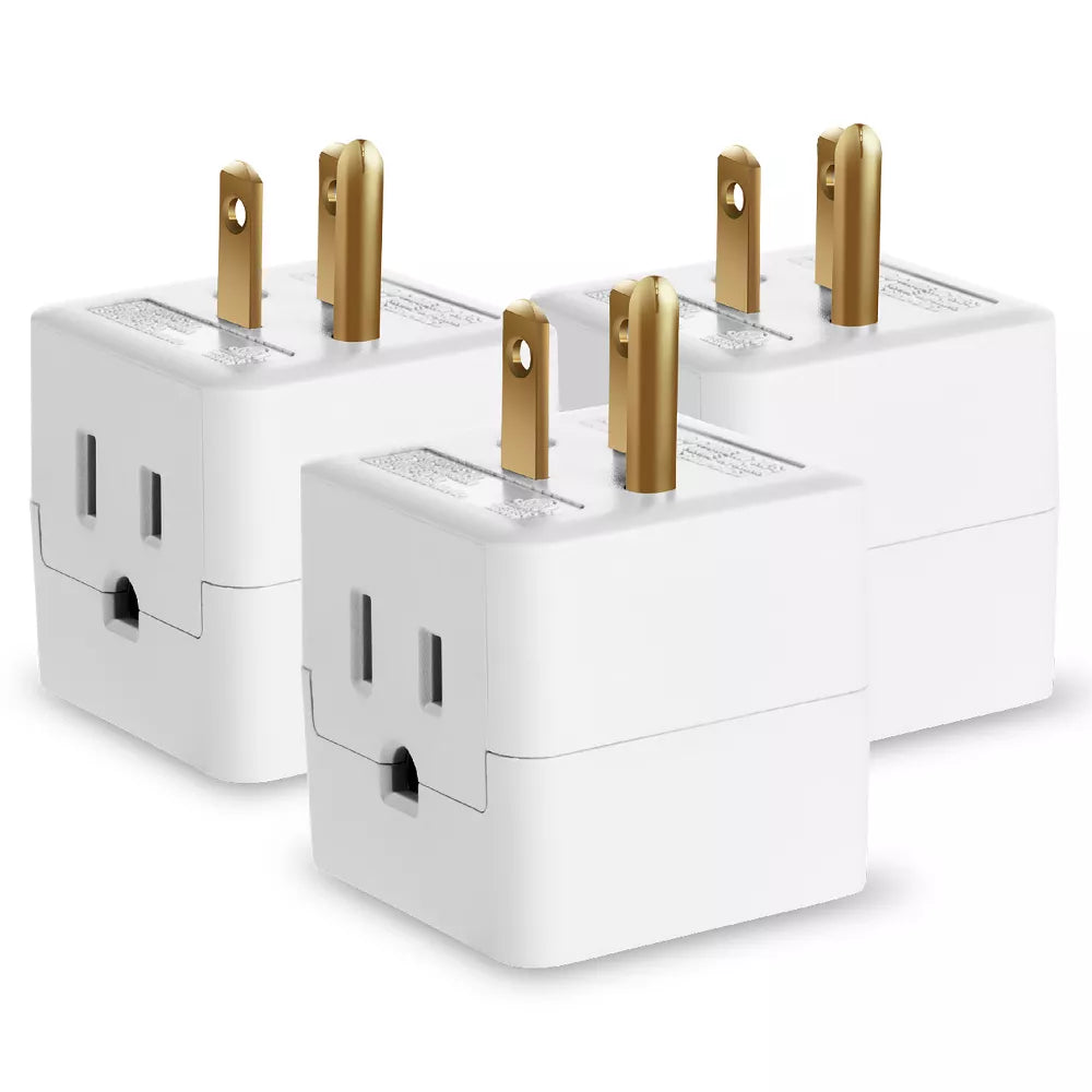 Compact Cube 3-Outlet Wall Plug Power Extender Adapter view 2