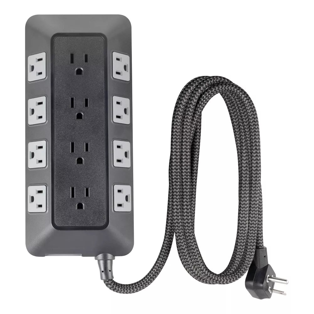 12-Outlet Multi-direction Surge Protector Power Strip with 8ft Braided Flat Plug Cord view 2