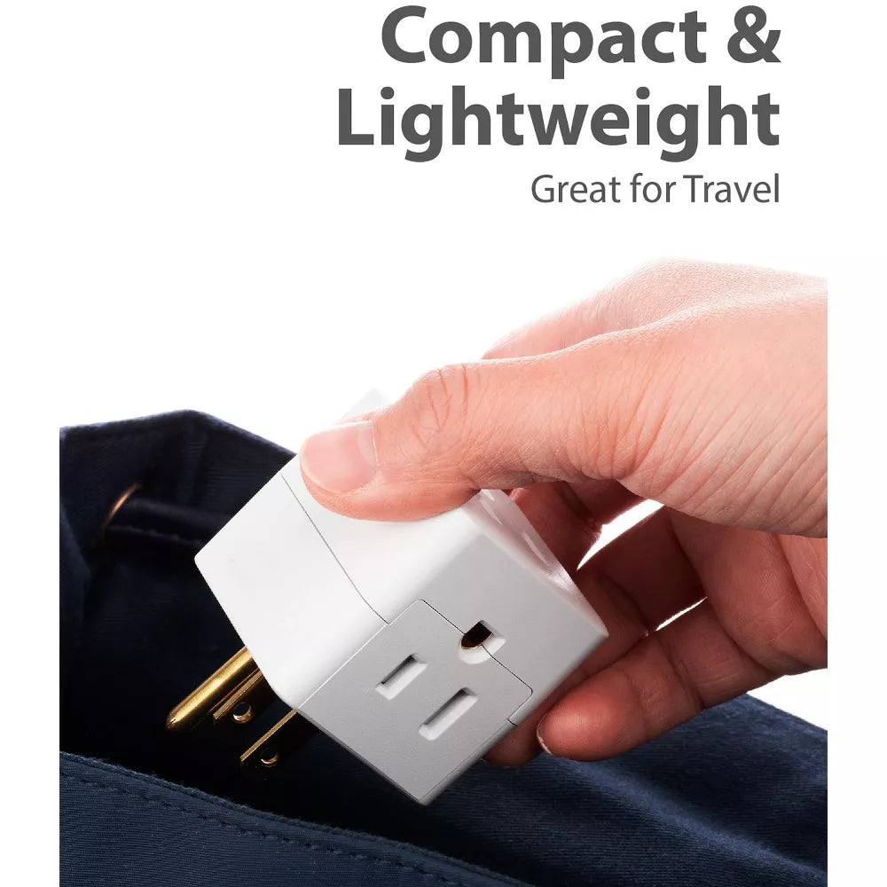 Compact Cube 3-Outlet Wall Plug Power Extender Adapter view 4
