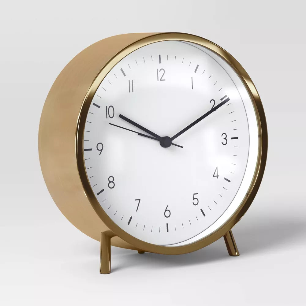 6 Inch Polished Metal Analog Alarm Table Clock view 2